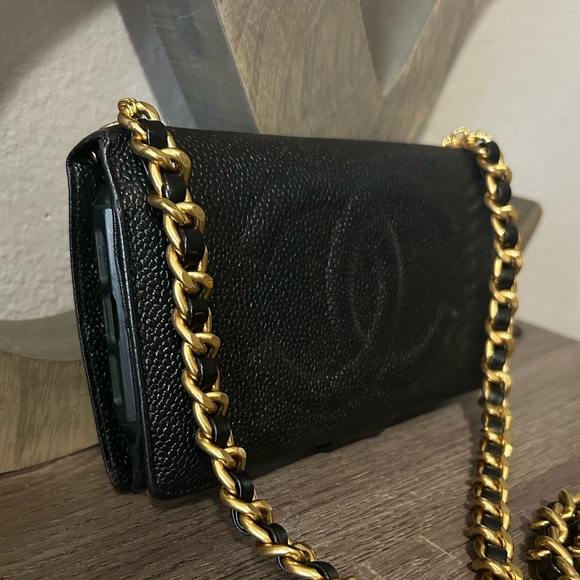 🇺🇸⚜️🖤Chanel Caviar Timeless Wallet Chain Chunky Vintage Gold Crossbody - Picture 5 of 15